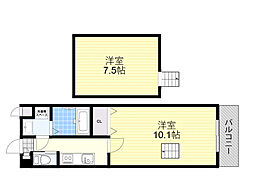 ラフィーネ塚本 1Kの間取図画像