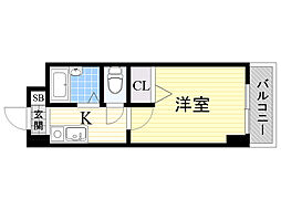 ノルデンハイム淡路D棟 1Kの間取図画像