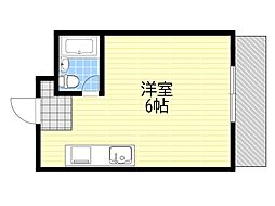 プレアール上新庄3 ワンルームの間取図画像