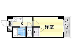 ノルデンハイム淡路D棟 1Kの間取図画像