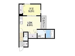 THECITY福 1LDKの間取図画像