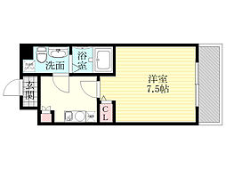 シャルル上新庄 1Kの間取図画像