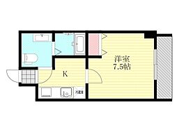 カーサ・あわじ 1Kの間取図画像