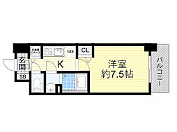 ディームス江坂 1Kの間取図画像