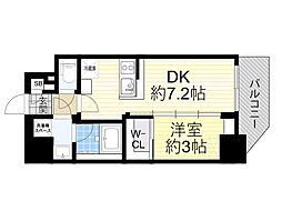 エスリードレジデンス ザ・グラン大阪ノア 1LDKの間取図画像