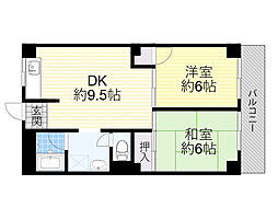 リブランス河村マンション 2DKの間取図画像