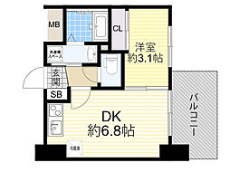 セレニテ東三国ミラク 1DKの間取図画像