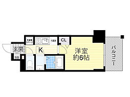 プレサンス塚本アクミリオン 1Kの間取図画像