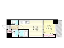 グランルクレ新大阪 1LDKの間取図画像