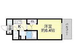 エスリード新大阪ザ・プレミアWEST 1Kの間取図画像