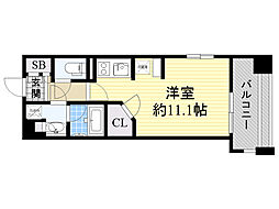 アパートメンツ江坂 ワンルームの間取図画像