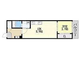 サンメイプル上新庄 1LDKの間取図画像