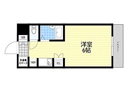 モリハイム豊新5 ワンルームの間取図画像