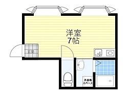 コスモハイツ ワンルームの間取図画像