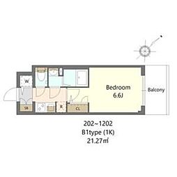 S-RESIDENCE上新庄beat 1Kの間取図画像