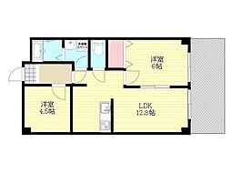 サンメゾン3 2LDKの間取図画像