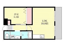 大拓ハイツ7 1LDKの間取図画像