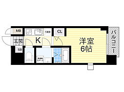 エスリードレジデンス新大阪PRIME 1Kの間取図画像