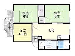 ウィンディア上の山 2階3DKの間取り