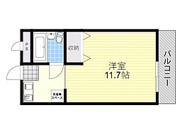 メイプルコートアサクラ 3階ワンルームの間取り