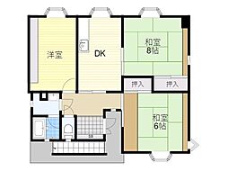 JGS緑丘マンション別館 3階3DKの間取り