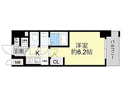 エスリード新大阪ヴェルデ 3階1Kの間取り