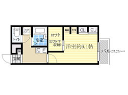 レオパレスタマルソネット 2階1Kの間取り