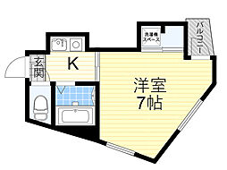 阪急京都本線 南方駅 徒歩8分の賃貸マンション 3階1Kの間取り