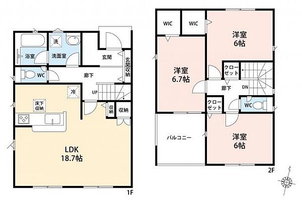 【　間取り図　】 3LDK｜全居室6帖以上の広い間取り。二面採光により風通しの良いお住まいです