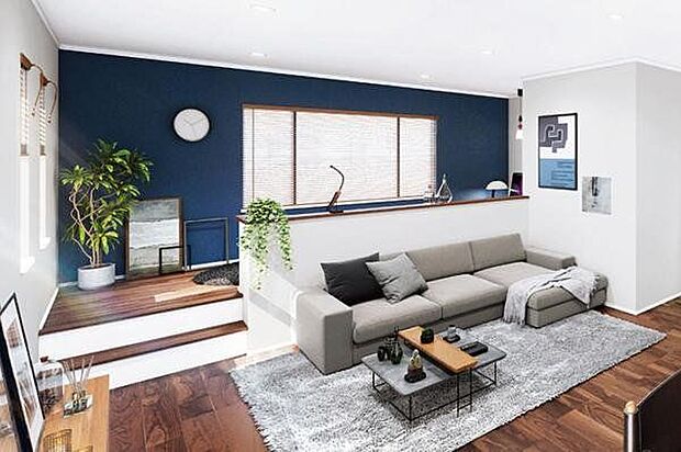 【　DEN（小上がり）】人気トレンドを取り込み、広々としたDENを設けました。ワークカウンターが備わり、家族それぞれが自由に使えるマルチスペースです（イメージ画像）