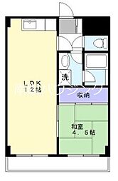 幸和ハイムII 1階1LDKの間取り
