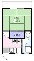 晴美マンション 1階1Kの間取り