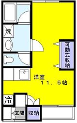 コーポさかえII 1階ワンルームの間取り