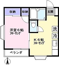 スカイブリッジA 1DKの間取図画像