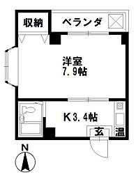 プルミィエ・シンワ 1Kの間取図画像