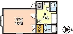 シルク槙 1Kの間取図画像