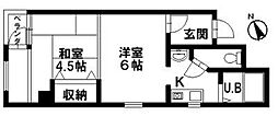 クレセント野町 2Kの間取図画像