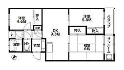 グランブルー 3DKの間取図画像
