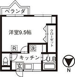 ルミエール八日市 1Kの間取図画像