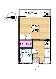 東京メトロ千代田線 北綾瀬駅 徒歩13分の賃貸マンション 1階1Kの間取り