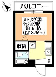 東急世田谷線 上町駅 徒歩3分の賃貸マンション 2階ワンルームの間取り