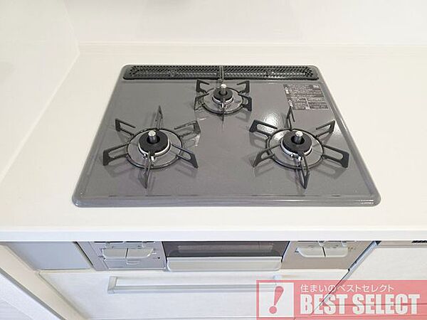 ■同時調理も可能な3口コンログリル付き。お料理のレパートリーも広がりそうですね