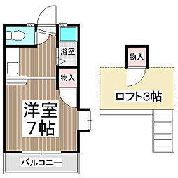 セーヌ和白東　管理 2階ワンルームの間取り