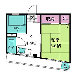 中村ビル 3階1Kの間取り