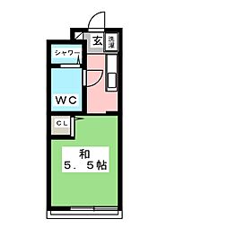 コーポ内藤 2階ワンルームの間取り