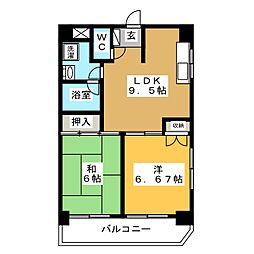 グランセピア日暮里 7階2LDKの間取り