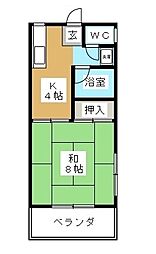 内藤ビル 4階1DKの間取り