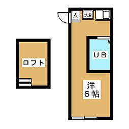 インベスト上野 1階ワンルームの間取り