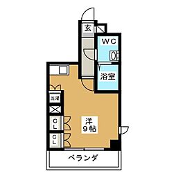 プレジール尾久 1階ワンルームの間取り