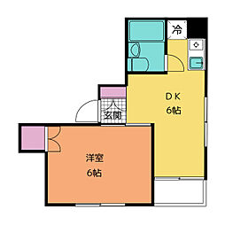 森坂ビル 4階1DKの間取り